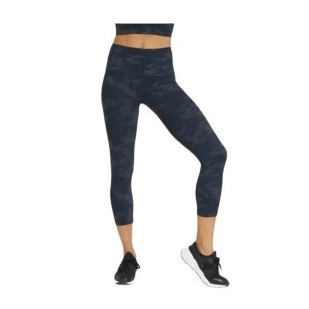 Spanx Look At Me Now Seamless Leggings Black Camo Crop Compression M